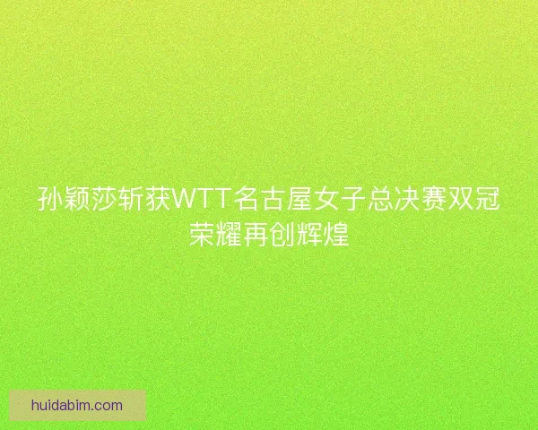 孙颖莎斩获WTT名古屋女子总决赛双冠荣耀再创辉煌