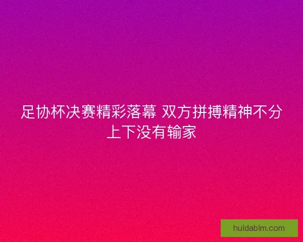 足协杯决赛精彩落幕 双方拼搏精神不分上下没有输家 足协杯决赛精彩落幕 双方拼搏精神不分上下没有输家