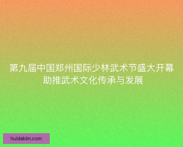 第九届中国郑州国际少林武术节盛大开幕 助推武术文化传承与发展